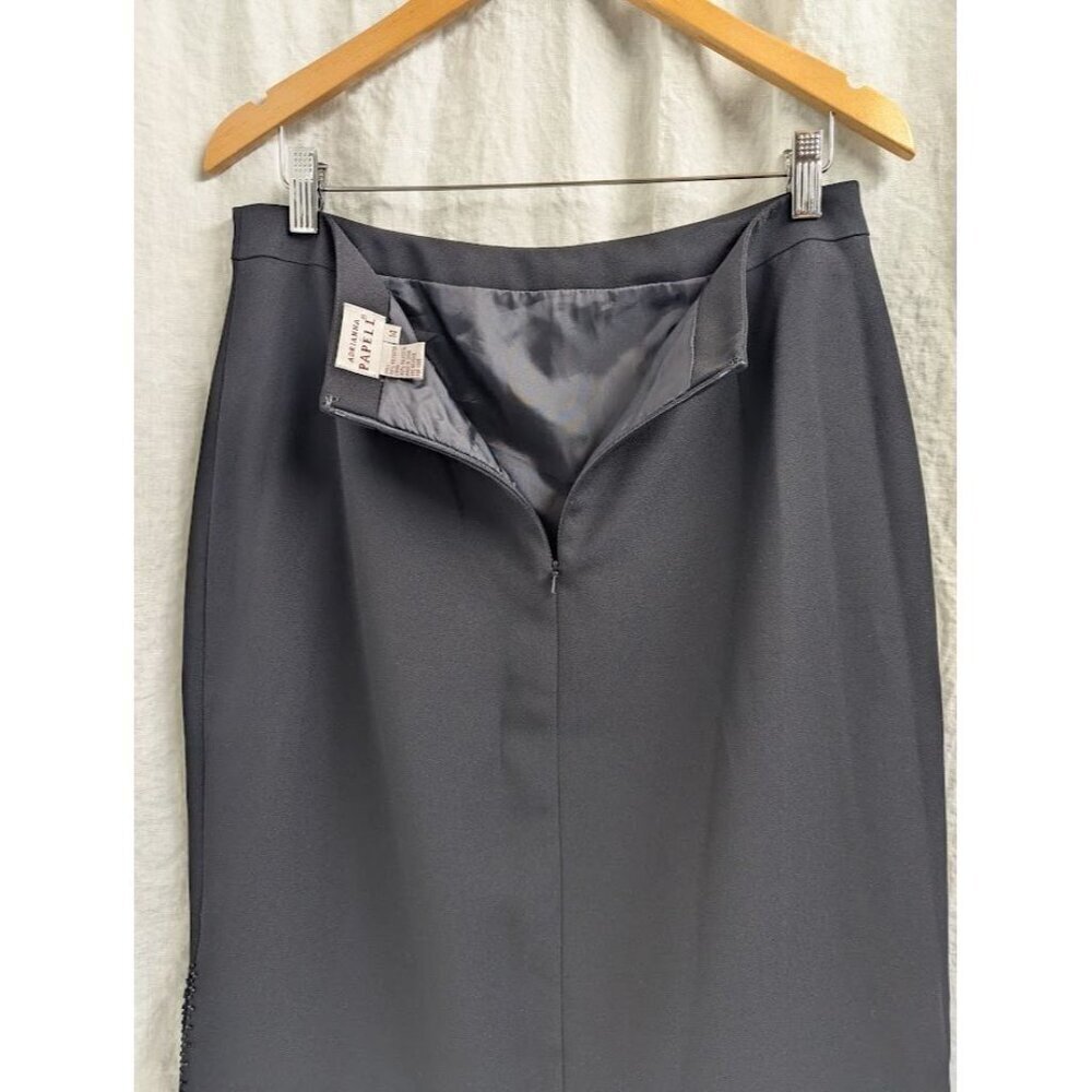 Adrianna Papell women's size 14 black skirt beaded detail, 1990s vintage C14 - Picture 5 of 9